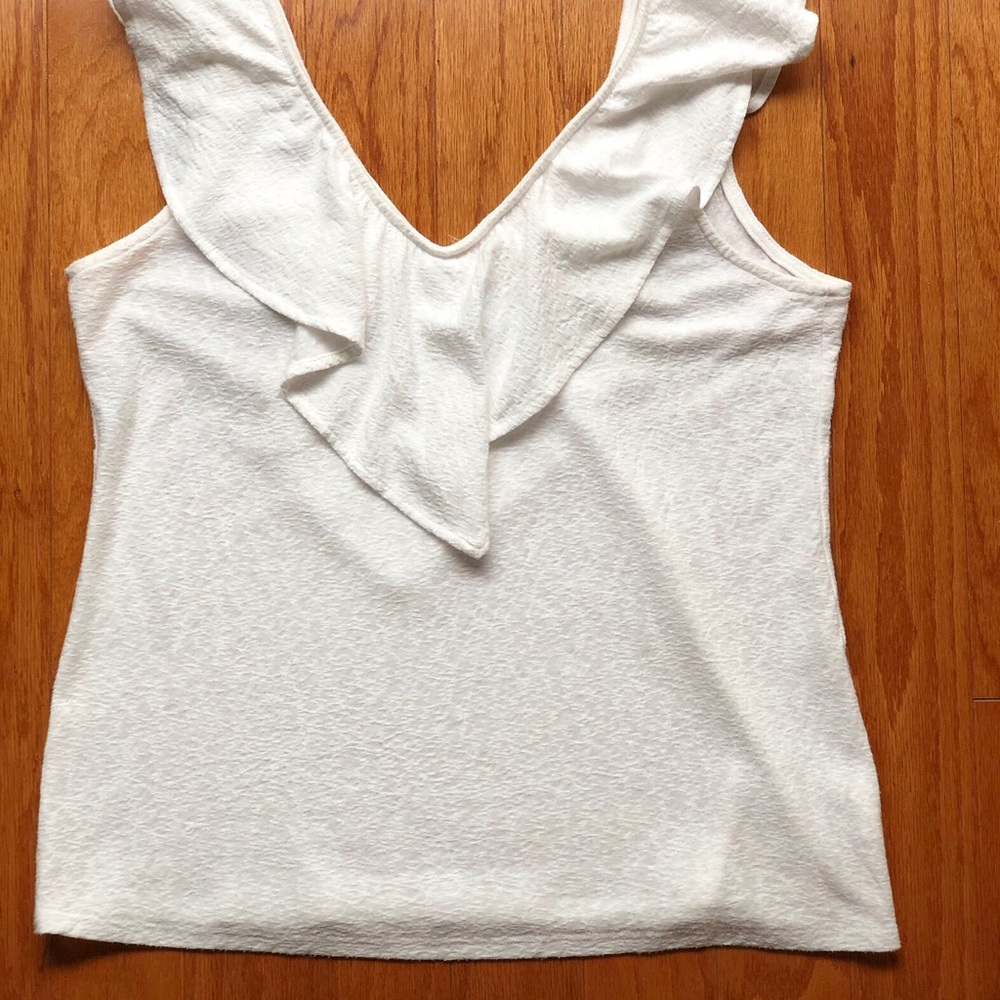 Red Haute Ruffle Knit Tee in White
